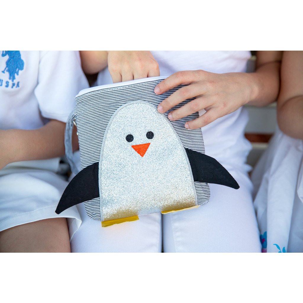 Snack Bag - My First Buddy Snack Bag - Glitter Silver Penguin
