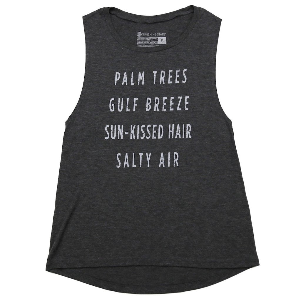 Palm Trees Gulf Breeze Tank - Dark Grey