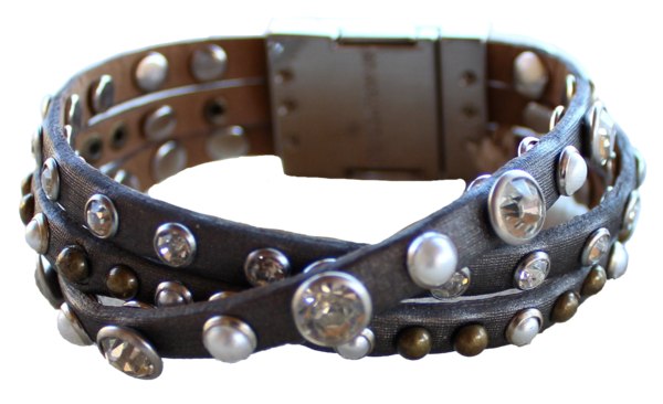 Bracelet - Leather Braided Bracelet - Gunmetal