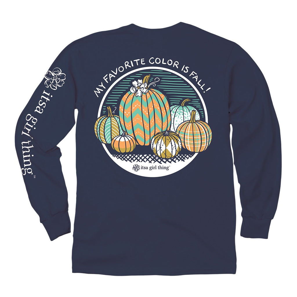 Shirt - Fall Pumpkins - Long Sleeve Shirt - Navy